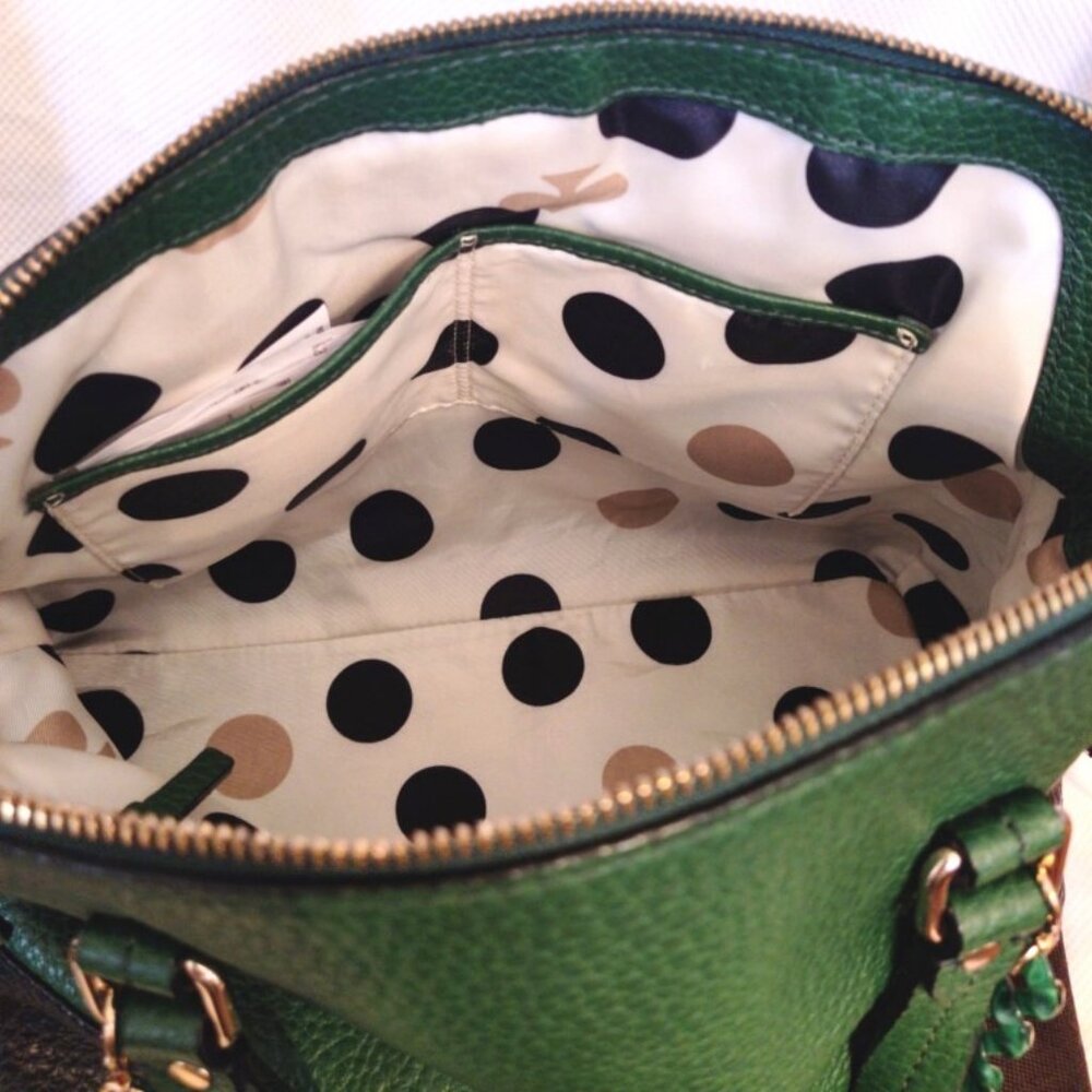 Kate Spade Lg Maise Bowler Satchel in Bottle/Black EUC + NEW Coin Purse/Straps - Picture 15 of 15